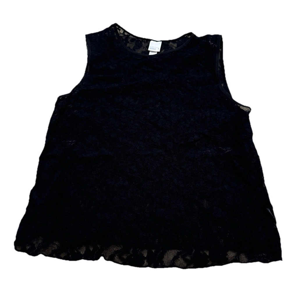 Dkny Underwear Sleeveless Shirt Sheer Lace‎ Black Sz Small Womens